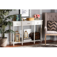 Baxton Studio JY20A075-White-Console Hallan Classic and Traditional French Provincial White Finished Wood 3-Drawer Console Table